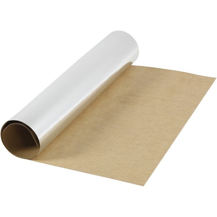 Papier imitation cuir, L : 49 cm, unicolor,film, 350 gr, argent, 1 m/ 1 rouleau