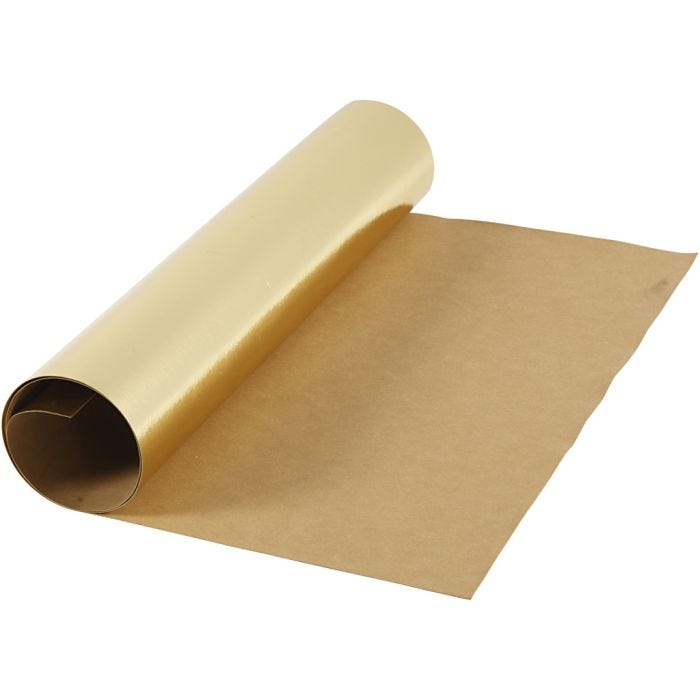 Papier imitation cuir, L : 49 cm, unicolor,film, 350 gr, or, 1 m/ 1 rouleau