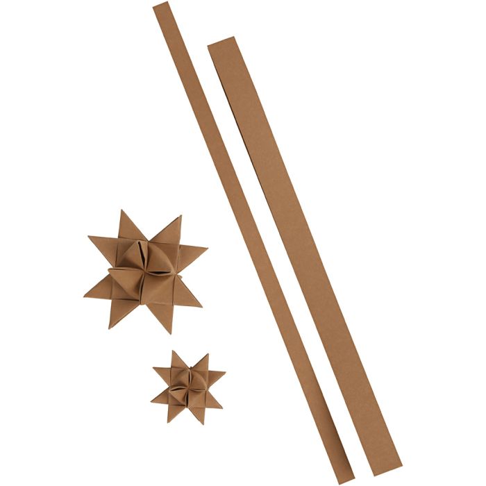Bandes de papier étoiles, L : 44+78 cm, L : 15+25 mm, 350 gr, beige, 24 bandes/ 1 Pq.