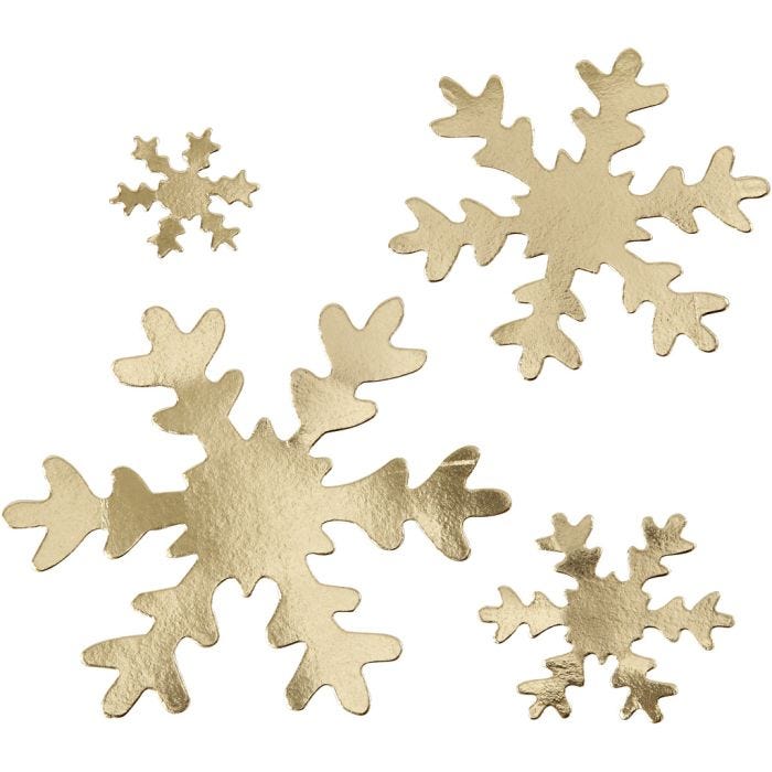 Flocon de neige, d 3+5+8+10 cm, 350 gr, or, 16 pièces/ 1 Pq.