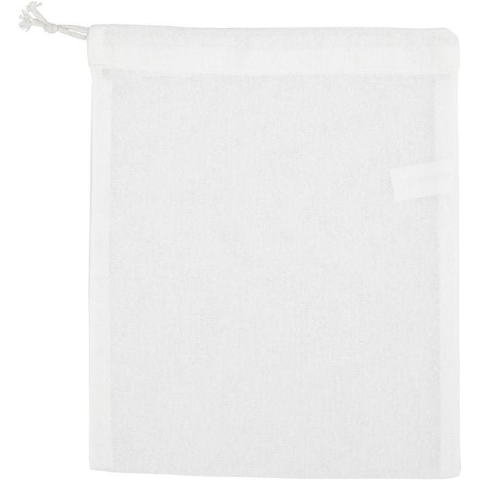 Sac en tissu, dim. 21x25 cm, 130 gr, blanc, 1 pièce