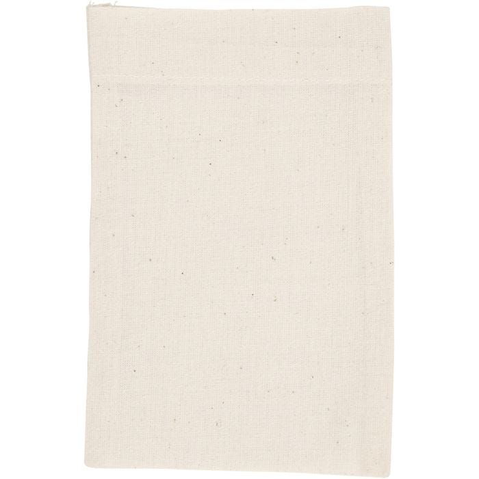 Sac en coton, dim. 15x20 cm, 115 gr, naturel clair, 4 pièces/ 1 Pq.