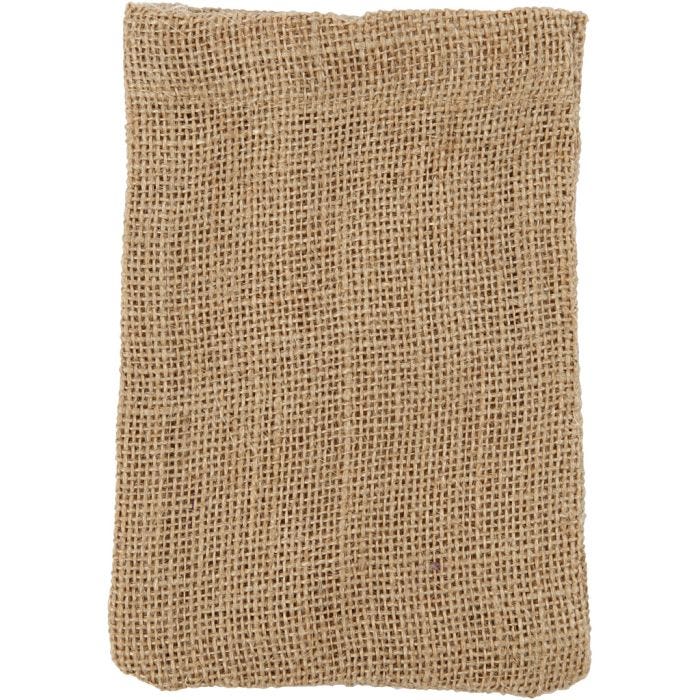Sac en coton, dim. 10x15 cm, 275 gr, brun, 4 pièces/ 1 Pq.