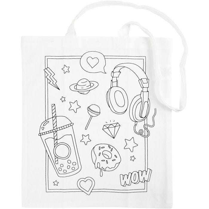 Sac fourre-tout, dim. 38x42 cm, 130 gr, blanc, 1 pièce