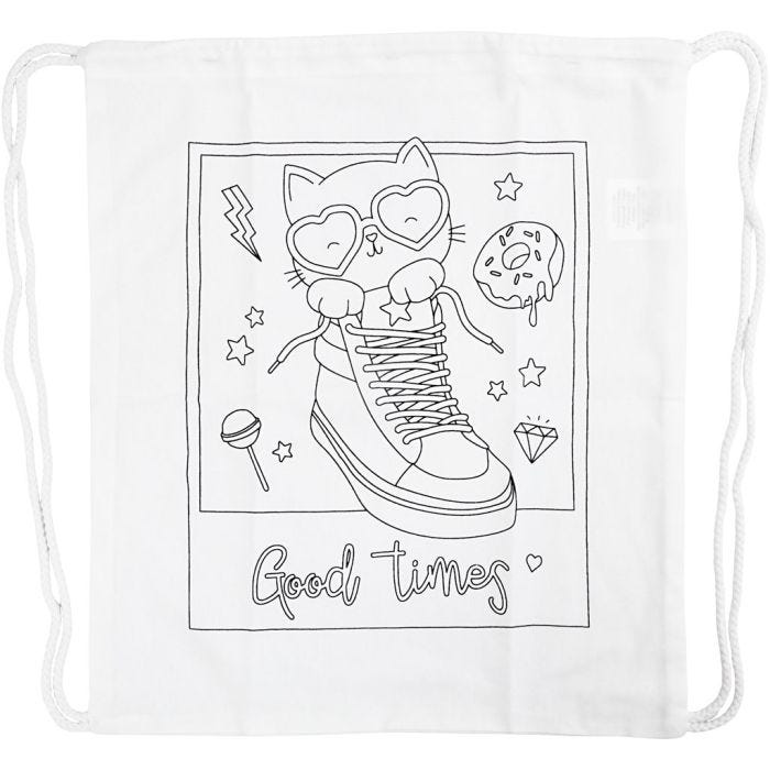 Sac de sport à cordon, dim. 37x41 cm, 130 gr, blanc, 1 pièce
