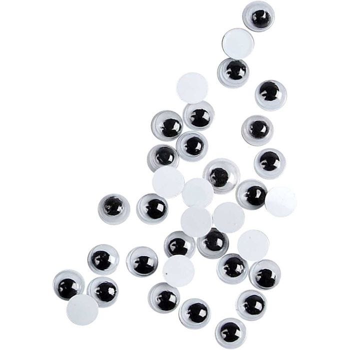 Yeux Mobiles, Non autocollants, d 6 mm, 1000 pièces/ 1 Pq.
