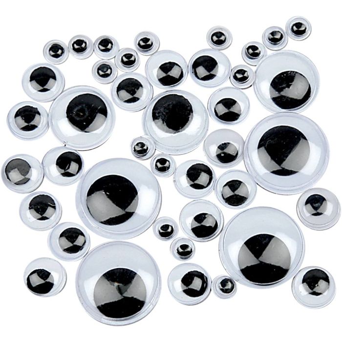 Yeux Mobiles, Non autocollants, d 6-20 mm, 1100 ass./ 1 Pq.
