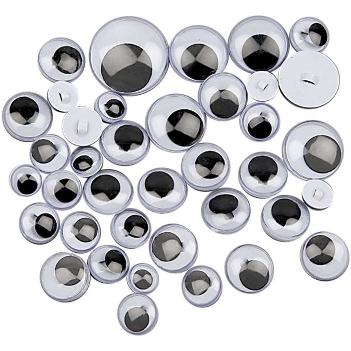 Yeux Loucheurs, coudre, pour couture, d 8-20 mm, 24 ass./ 1 Pq.