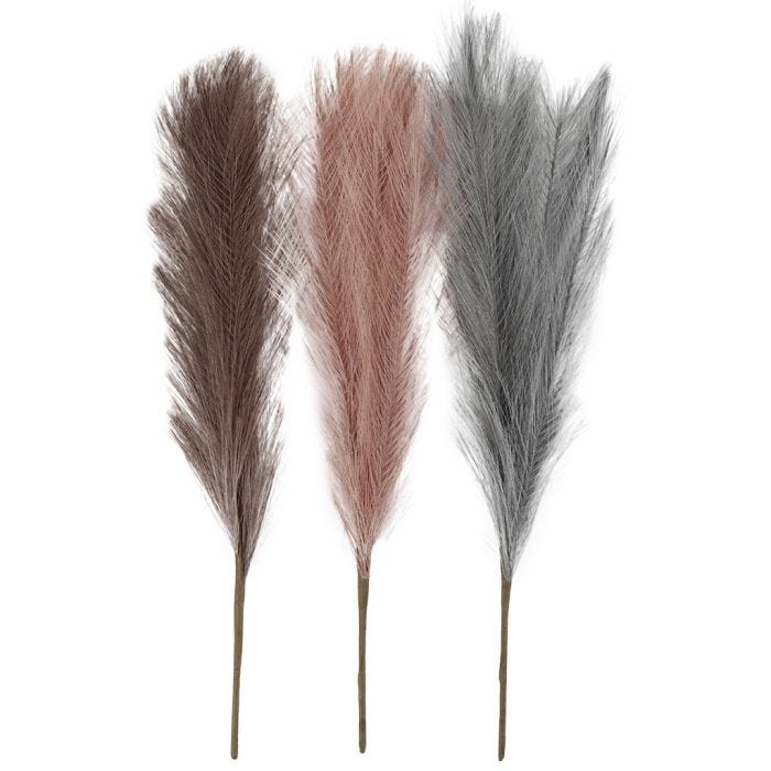 Pampasgras, L: 50 cm, zacht blauw, frosted lila, antiek roze, 3 stuk/ 1 bol