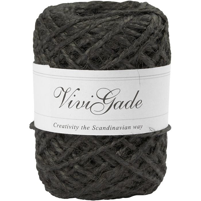 Chanvre naturel, ép. 1-2 mm, noir, 30 m/ 1 rouleau