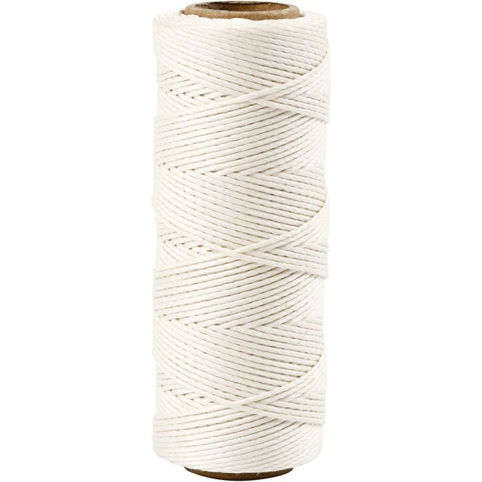 Fil de bambou, ép. 1 mm, blanc, 65 m/ 1 rouleau