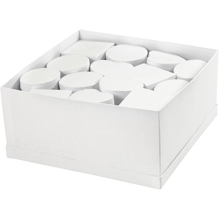 Boîtes de présentation, H : 5 cm, d 10-12 cm, blanc, 27 pièces/ 1 Pq.