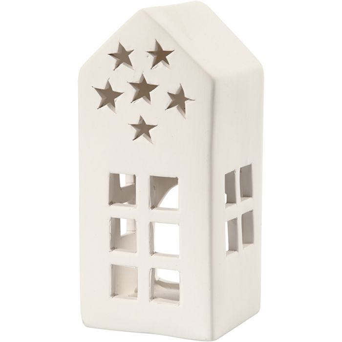 Bougeoir, H : 16 cm, dim. 7x7 cm, blanc, 8 pièces/ 1 Pq.