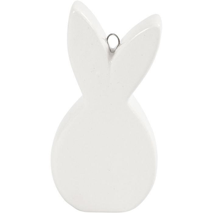 Lapin, L : 7,2 cm, L : 3,6 cm, ép. 1,4 cm, blanc, 12 pièces/ 1 Pq.