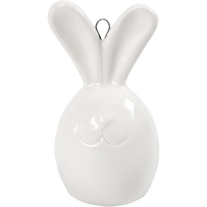 Lapin, H : 6,7 cm, d 3,6 cm, blanc, 3 pièces/ 1 Pq.