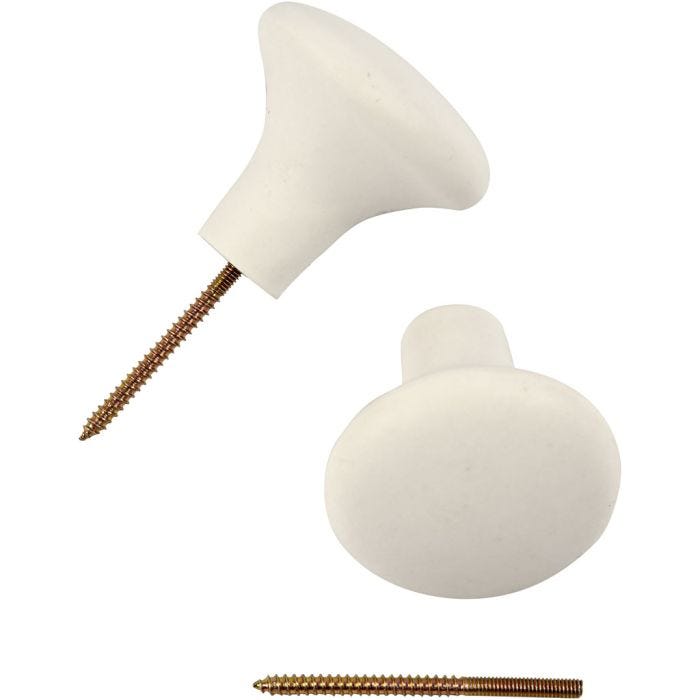 Patère, H : 5,1 cm, d 5,4 cm, blanc, 4 pièces/ 1 Pq.