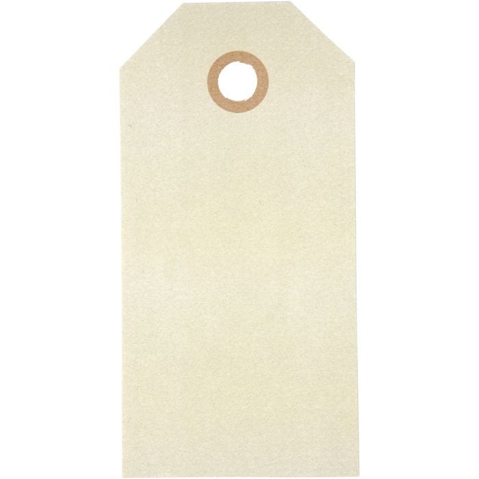 Étiquettes en carton, dim. 5x10 cm, 250 gr, crème, 20 pièces/ 1 Pq.