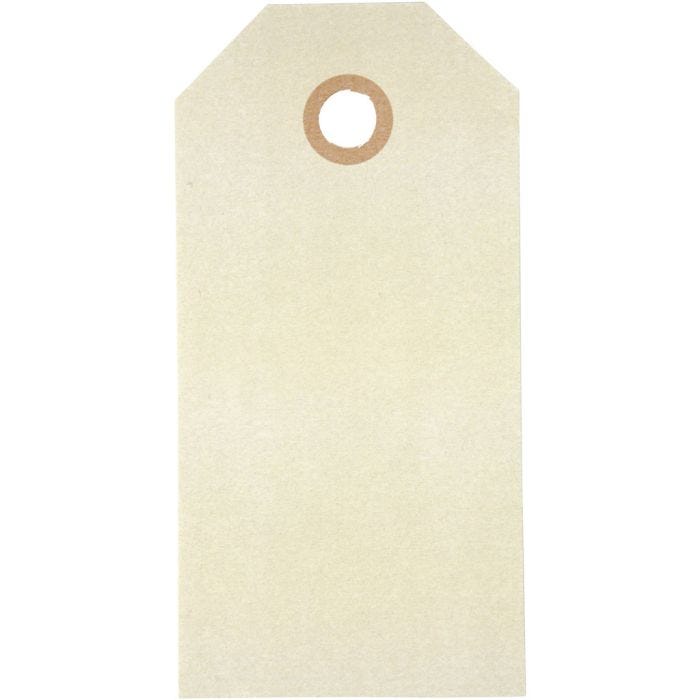 Étiquettes en carton, dim. 5x10 cm, 250 gr, crème, 1000 pièces/ 1 Pq.