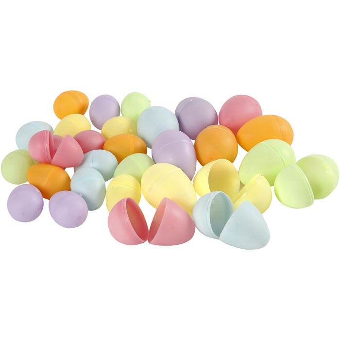 Oeufs, H : 4,5+6 cm, d 3+4 cm, couleurs pastel, 180 pièces/ 1 Pq.