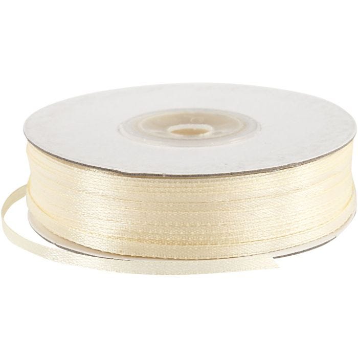 Ruban de satin, L : 3 mm, blanc cassé, 100 m/ 1 rouleau