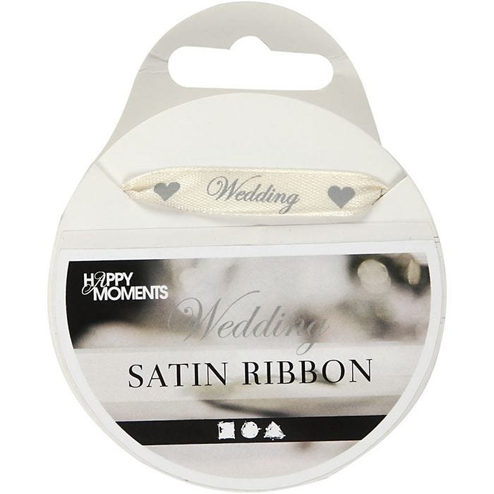 Ruban de satin, L : 10 mm, blanc cassé, 8 m/ 1 rouleau