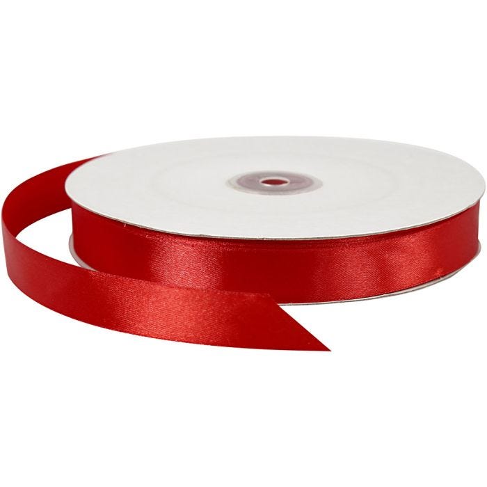 Ruban de satin, L : 20 mm, rouge, 100 m/ 1 rouleau