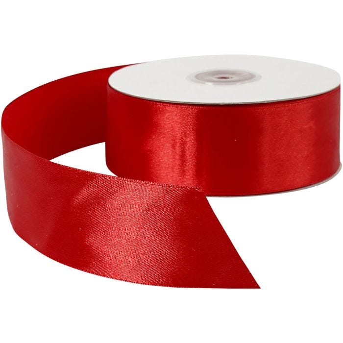 Ruban de satin, L: 38 mm, rouge, 50 m/ 1 rouleau