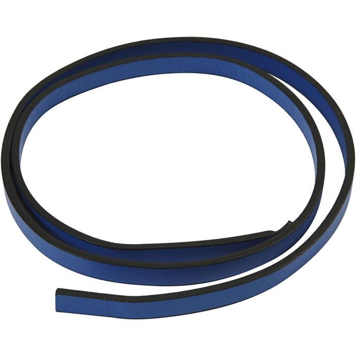 Ceinture Type Cuir, L : 10 mm, ép. 3 mm, bleu, 1 m/ 1 Pq.