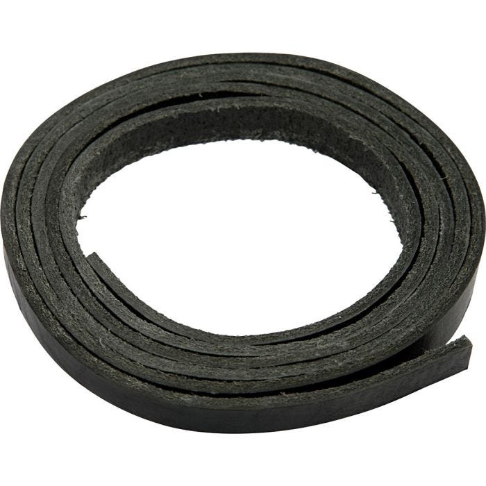 Bande de cuir, L : 10 mm, ép. 3 mm, noir, 2 m/ 1 Pq.
