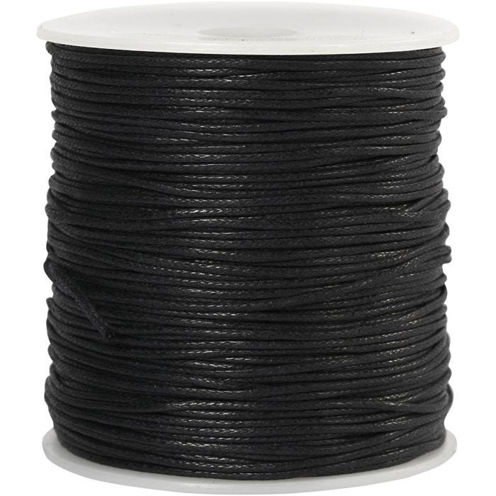 Ficelle de coton, ép. 1 mm, noir, 100 m/ 1 Pq.