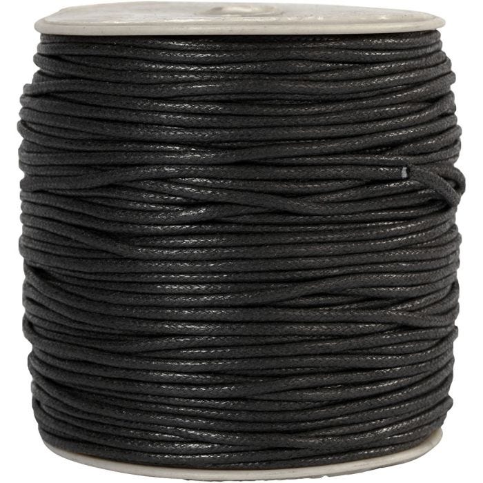 Ficelle de coton, ép. 2 mm, noir, 100 m/ 1 Pq.