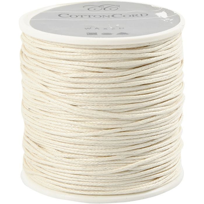Ficelle de coton, ép. 1 mm, blanc cassé, 40 m/ 1 rouleau