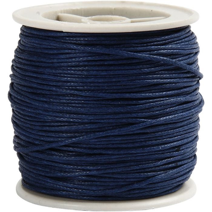 Ficelle de coton, ép. 1 mm, bleu, 40 m/ 1 rouleau