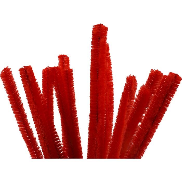 Fil chenille, L : 30 cm, ép. 15 mm, rouge, 15 pièces/ 1 Pq.