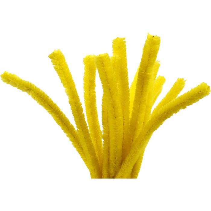 Fil chenille, L : 30 cm, ép. 15 mm, jaune, 15 pièces/ 1 Pq.