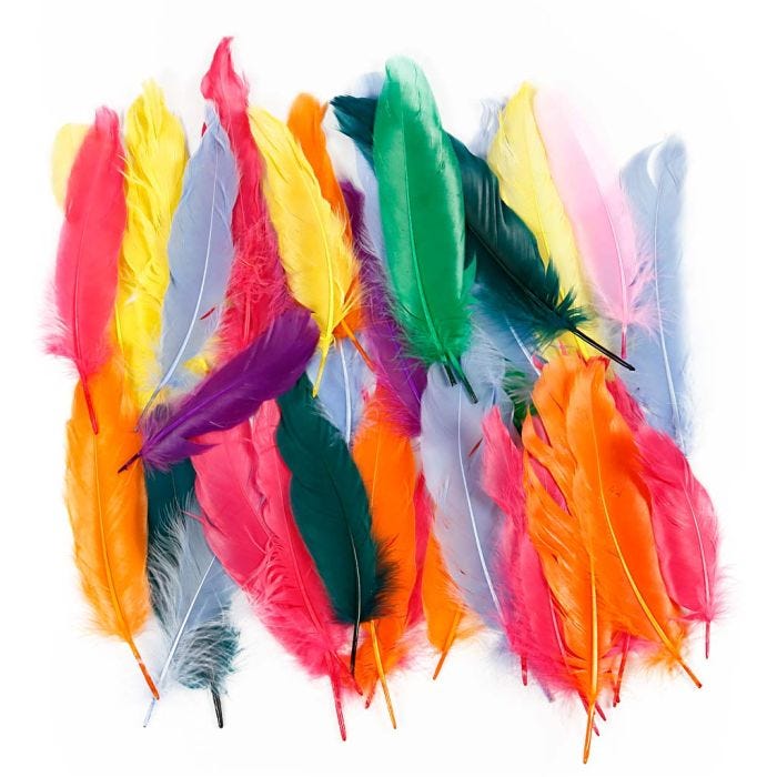 Plumes, L : 12-15 cm, ass. de couleurs, 350 pièces/ 1 Pq.