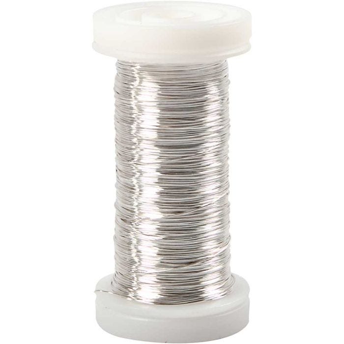 Fil argenté, ép. 0,3 mm, argenté, 50 gr, 100 m/ 1 rouleau