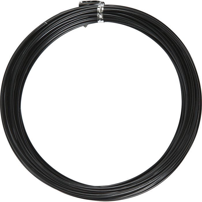 Fil d'aluminium, rond, ép. 2 mm, noir, 10 m/ 1 rouleau