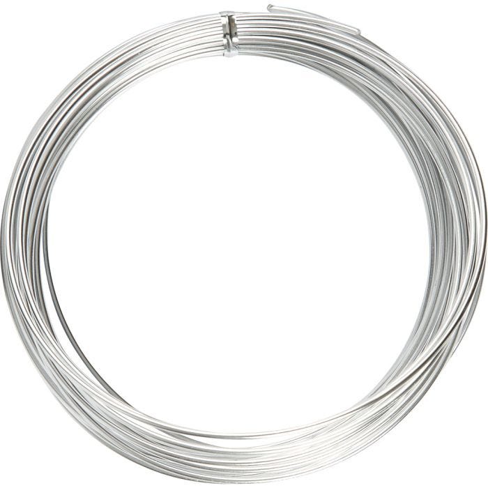 Fil d'aluminium, rond, ép. 2 mm, argent, 10 m/ 1 rouleau