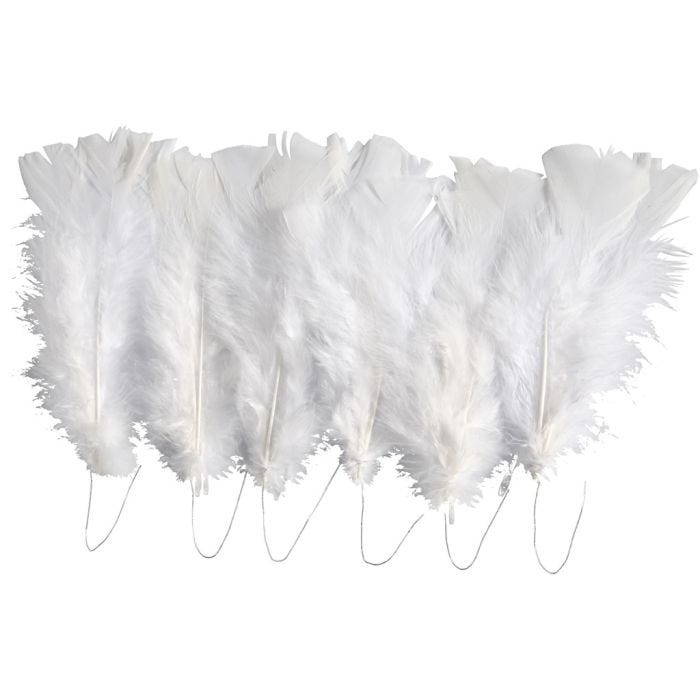 Plumes, L : 11-17 cm, blanc, 18 boule/ 1 Pq.