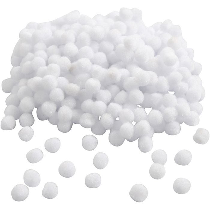 Pompons, d 10 mm, blanc, 450 pièces/ 1 Pq.