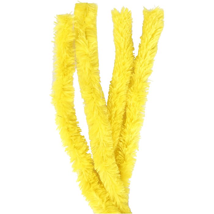 Fil chenille, L : 40 cm, ép. 30 mm, jaune, 4 pièces/ 1 Pq.