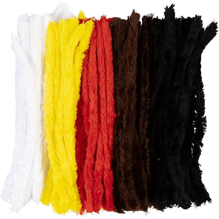 Fil chenille, L : 40 cm, ass. de couleurs, 96 pièces/ 1 Pq.