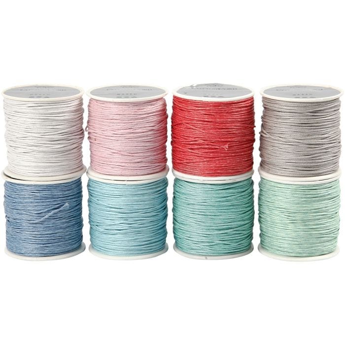 Ficelle de coton, ép. 1 mm, ass. de couleurs, 8x40 m/ 1 Pq.