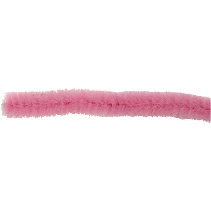 Fil chenille, L : 30 cm, ép. 6 mm, rose, 50 pièces/ 1 Pq.