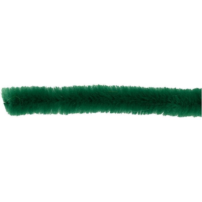 Fil chenille, L : 30 cm, ép. 6 mm, vert foncé, 50 pièces/ 1 Pq.