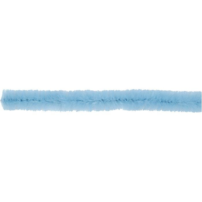 Fil chenille, L : 30 cm, ép. 6 mm, bleu, 50 pièces/ 1 Pq.
