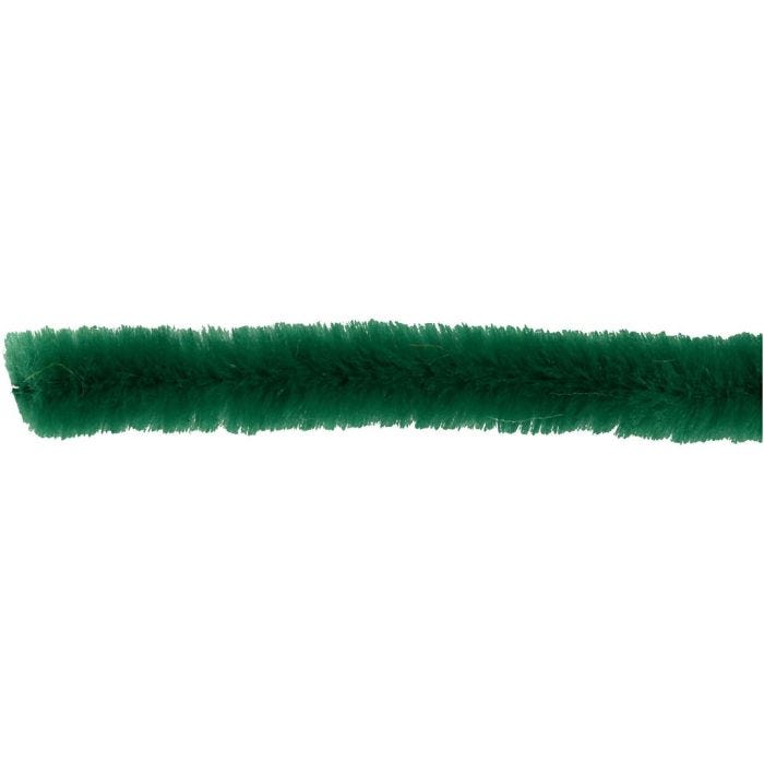 Fil chenille, L : 30 cm, ép. 9 mm, vert foncé, 25 pièces/ 1 Pq.