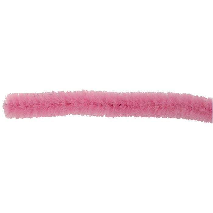 Fil chenille, L : 30 cm, ép. 15 mm, rose, 15 pièces/ 1 Pq.