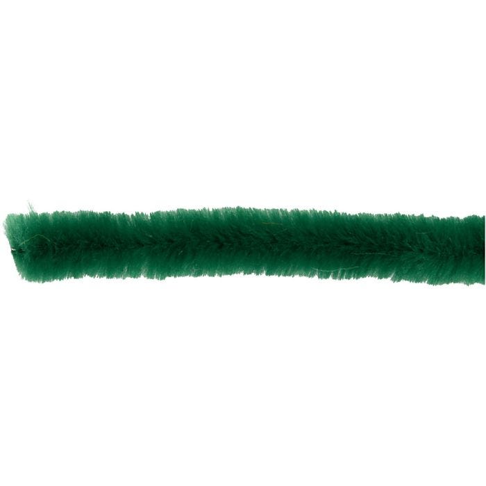 Fil chenille, L : 30 cm, ép. 15 mm, vert foncé, 15 pièces/ 1 Pq.